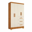 Ver imagem 2 de Guarda-Roupa 4 Portas 3 Gavetas Amanda Yescasa Marrom/Nature/Off White