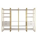Ver imagem 3 de Closet Industrial Casal Completo Loft Branco 4 Módulos Cabideiro com Gavetas Base Dourada