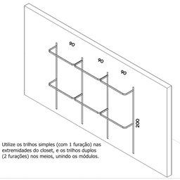 Arara de parede - 2,80m Smart black - 2