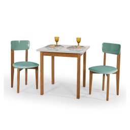 Conjunto Mesa Cadeiras 80cm Mdf Pinus Estofado Sofisticado:menta - 2