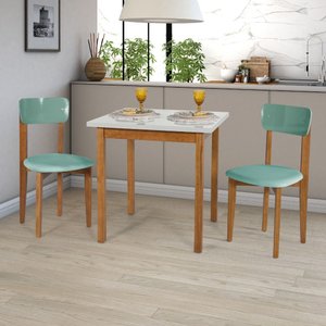 Conjunto Mesa Cadeiras 80cm Mdf Pinus Estofado Sofisticado:menta