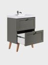 Ver imagem 2 de Gabinete para Banheiro com Cuba e Armario 60cm Retro Mdf Verde Milano - On Móveis