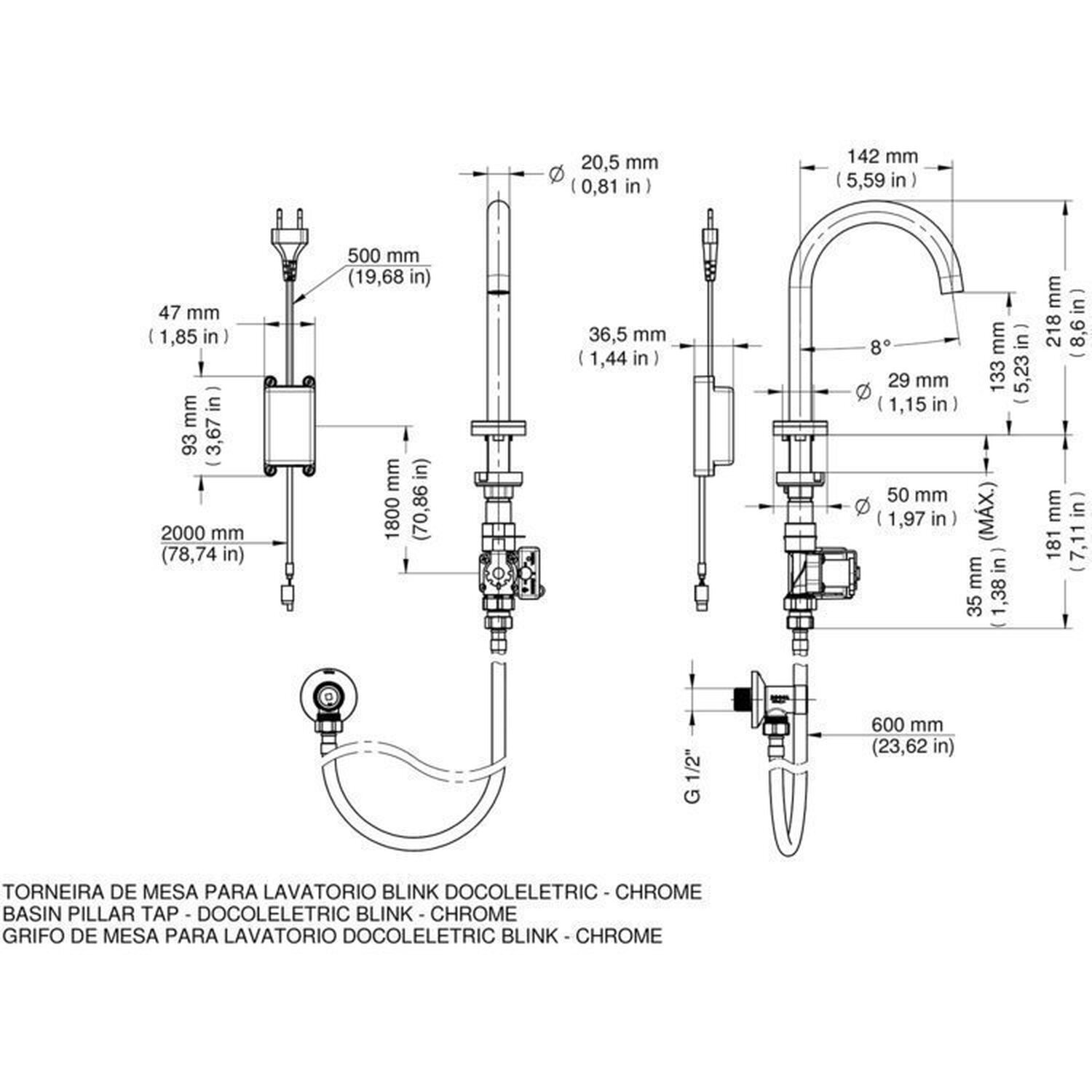 Kit 2 Torneiras para Banheiro de Mesa Blink Docol Docoleletric 1/2" - 2