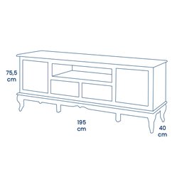 Rack para Sala com Pés Luis Xv 2 Gavetas 2 Portas de Madeira e Nicho 60503m - Imbuia Glazer - 4