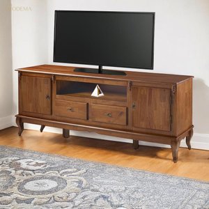 Rack para Sala com Pés Luis Xv 2 Gavetas 2 Portas de Madeira e Nicho 60503m - Imbuia Glazer
