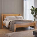 Ver imagem 2 de Conjunto Quarto de Casal Cama Queen Madeira Maciça e Mesa de Cabeceira 3 Gavetas Unique
