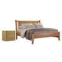 Ver imagem 1 de Conjunto Quarto de Casal Cama Queen Madeira Maciça e Mesa de Cabeceira 3 Gavetas Unique