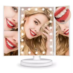 Espelho de Maquiagem Triplo com Led Dobrável – Luz Ajustável e Ampliação - 2