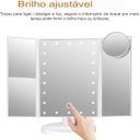 Ver imagem 1 de Espelho de Maquiagem Triplo com Led Dobrável – Luz Ajustável e Ampliação