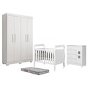 Ver imagem 1 de Guarda Roupa Florida com Cômoda Life Berço Americano Soninho Branco Acetinado Colchão Americano