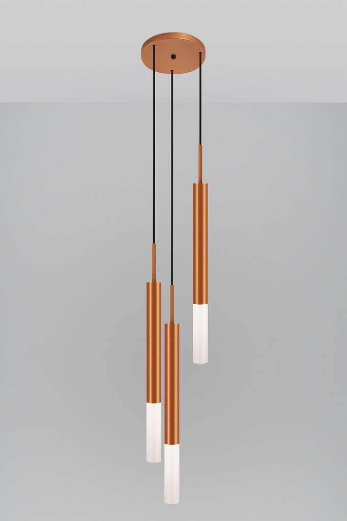 Pendente Teto Luminária Tubo Triplo Difusor Cozinha Cobre - 2