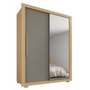 Ver imagem 2 de Guarda-Roupa Solteiro 2 Portas com Espelho Lateral 2 Gavetas com Pés Costa Rica Marrom Jequitibá/Granizo