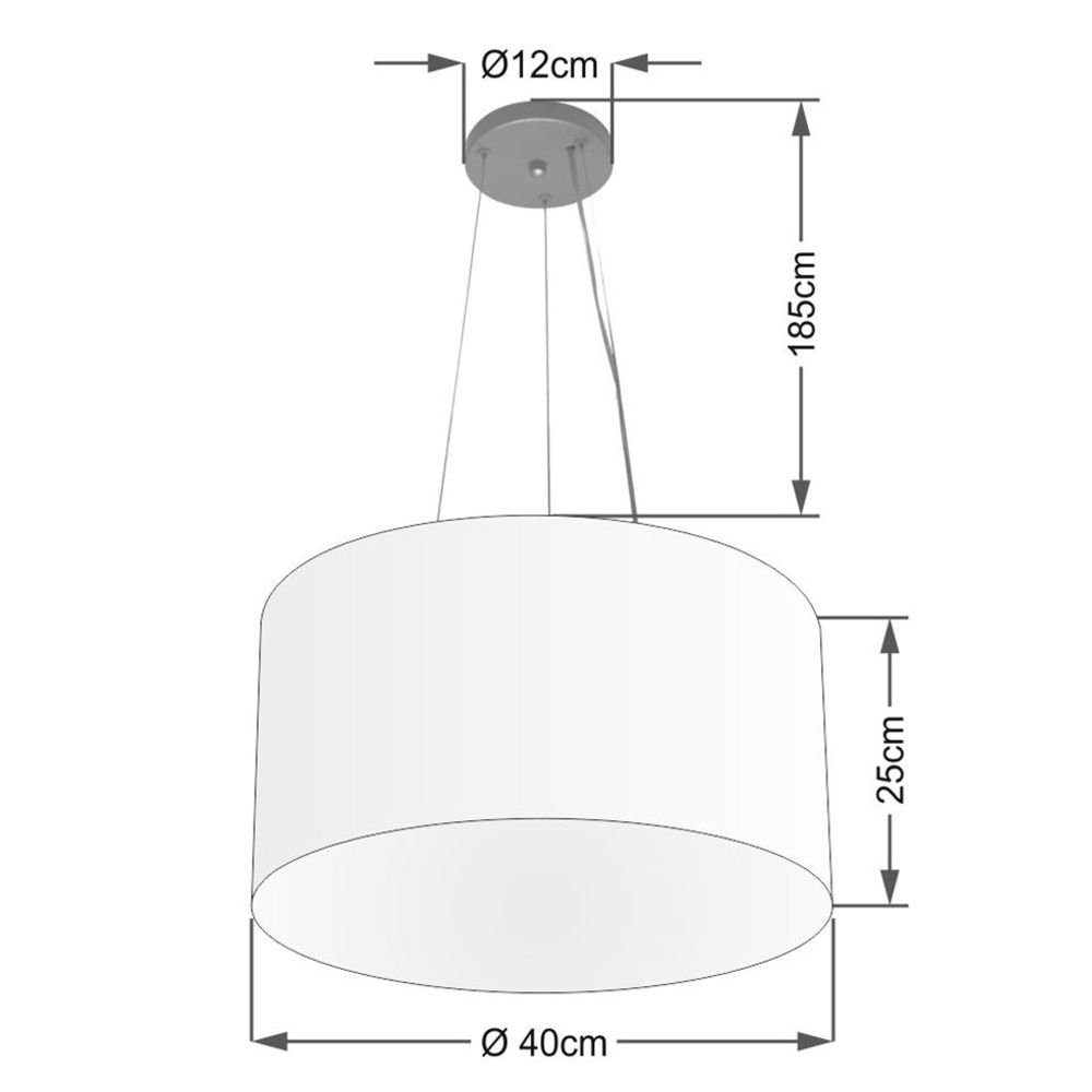 Lustre Luminária Pendente Cupula em Tecido Md-39801 - Bivolt - para 3-lâmpadas E27 - Lustres Vivare - 6