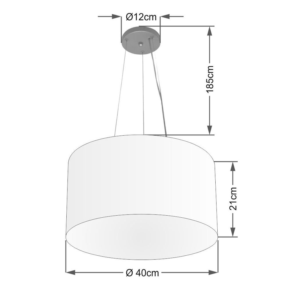 Lustre Luminária Pendente Cupula em Tecido Md-39801 - Bivolt - para 3-lâmpadas E27 - Lustres Vivare - 4