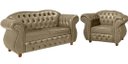 Ver imagem 1 de Uma Namoradeira Chesterfield Merlo + Uma poltrona - Corano Bege/ decoração, recepção, sala tv est