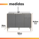Ver imagem 3 de Balcão para Pia 1,20m 3 Portas 1 Gaveta Surya Madeirado
