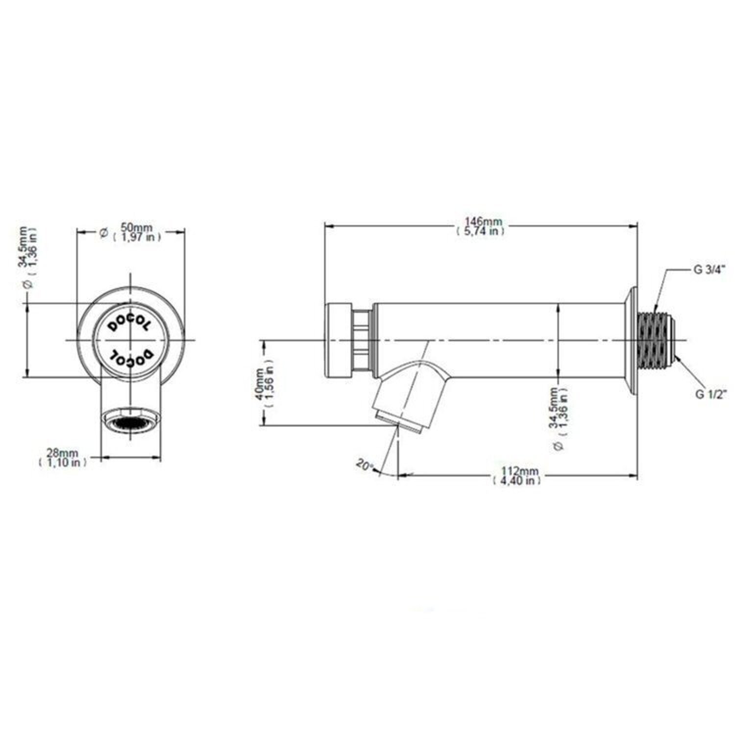 Kit 2 Torneiras para Banheiro de Parede Docol Pressmatic 120 1/2" e 3/4" Chrome - 2