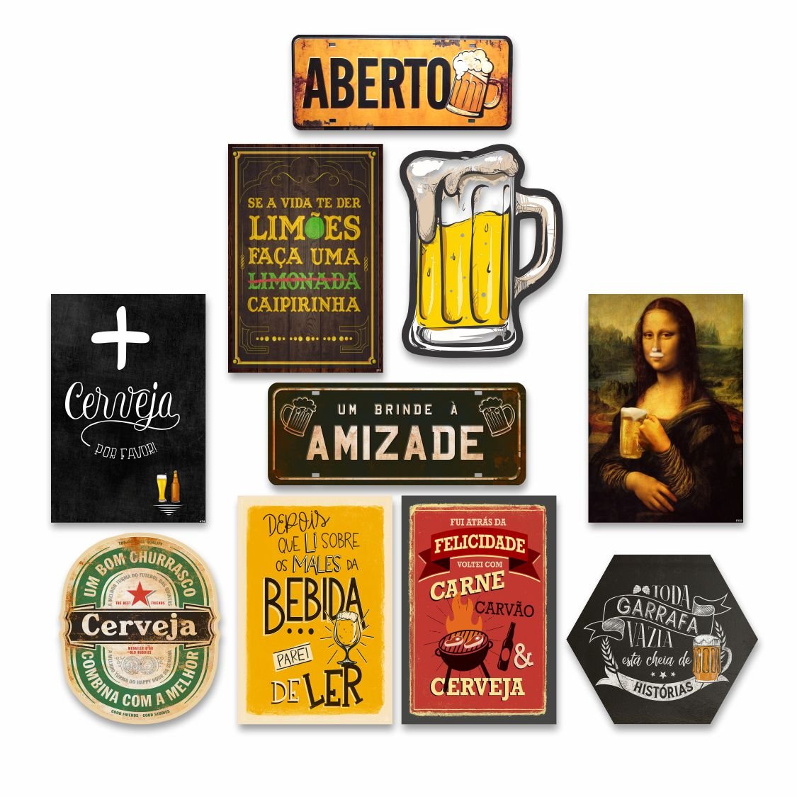 Kit com 10 placa decorativas em mdf - Cerveja Bebidas Churrasco - 1