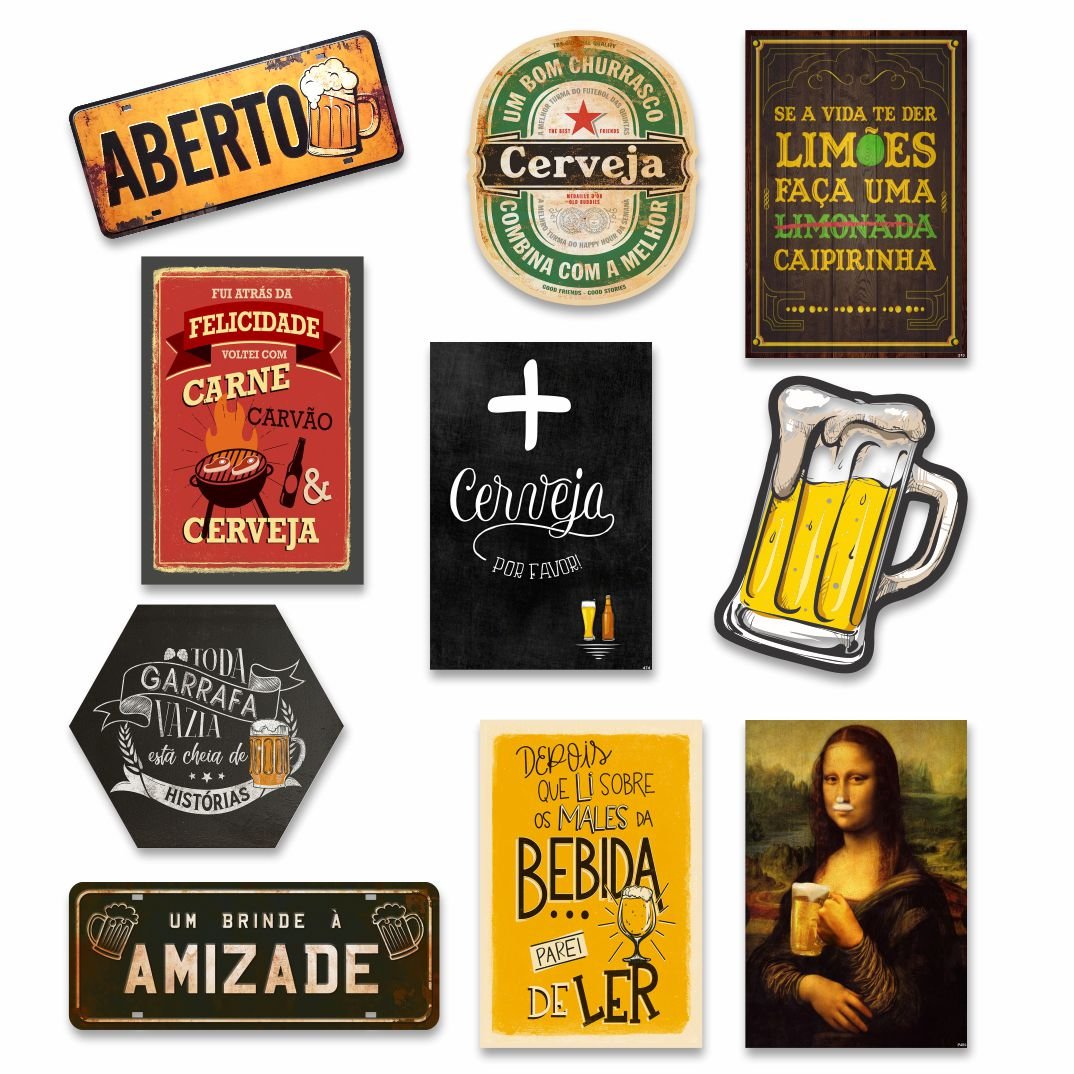 Kit com 10 placa decorativas em mdf - Cerveja Bebidas Churrasco - 3