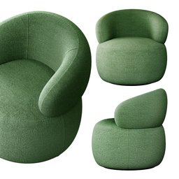 Poltrona Orgânica Atemporal Base Giratória Eloah Bouclé Italiano Verde Selva - 2