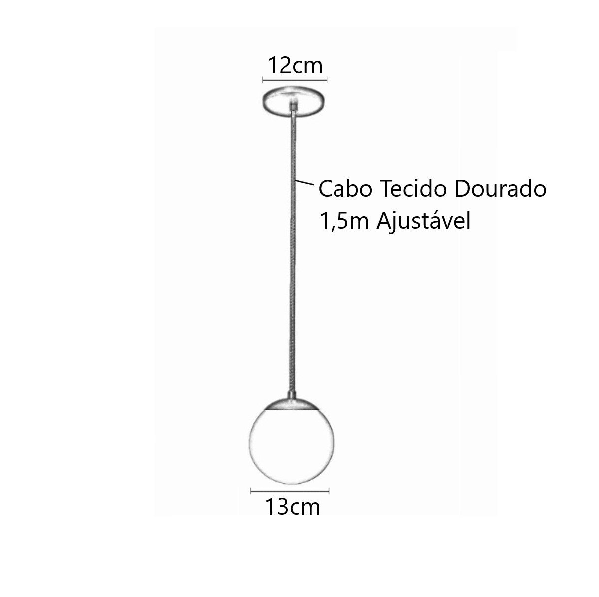 Pendente Moderno Jabuticaba Dourado 1 Esfera Globo de Vidro - LEITOSO FOSCO - 4