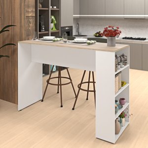Bancada Cozinha Americana Gourmet com Prateleiras