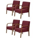 Ver imagem 1 de Kit 4 Poltronas 1 Lugar Luna Pé Madeira Suede Bordô
