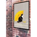 Ver imagem 2 de Quadro Decorativo Gato Sombrinha Amarela - 70x50cm:moldura Preta