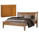 Ver imagem 1 de Conjunto Cama de Casal em Madeira Maciça 140cm Florença e Cômoda 5 Gavetas com Sapateira Unique