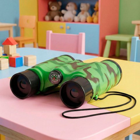 Brinquedo Binóculo Bússola Cordão Infantil Camuflado Militar