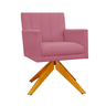 Conjunto 2 Poltronas Estofadas Base Giratória De Madeira Cecília Suede Rosa Barbie - LM DECOR - 2