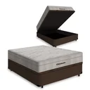 Ver imagem 1 de Cama Box com Baú Casal Marrom + Colchão de Molas Ensacadas - Ortobom - Airtech Springpocket - 138x18