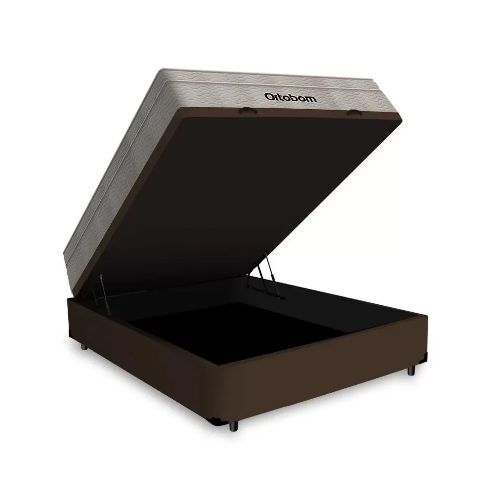 Ver imagem 3 de Cama Box com Baú Casal Marrom + Colchão de Molas Ensacadas - Ortobom - Airtech Springpocket - 138x18