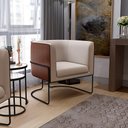 Ver imagem 2 de Poltrona Decorativa Fixa Base Aço Preto Betina D02 Linho Bege C-107 Corano Marrom B-38 - Lyam