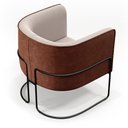 Ver mais imagens de Poltrona Decorativa Fixa Base Aço Preto Betina D02 Linho Bege C-107 Corano Marrom B-38 - Lyam