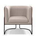 Ver imagem 5 de Poltrona Decorativa Fixa Base Aço Preto Betina D02 Linho Bege C-107 Corano Marrom B-38 - Lyam