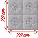 Ver imagem 2 de Kit 2 Painel Auto Adesivo Placa 3d Ladrilhos Prateados 70x70cm