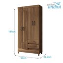 Ver imagem 3 de Guarda Roupa Solteiro 4 Portas com Pés Fit Jequitibá Acetinado - Santos Andirá