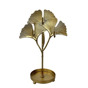Decoração quarto enfeite porta joia dourado folha de metal