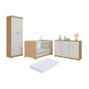 Ver imagem 1 de Quarto de Bebê Completo Berço Americano 3 em 1 Colchão Realeza Multimóveis Mp4611 Madeirado/