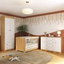 Ver imagem 2 de Quarto de Bebê Completo Berço Americano 3 em 1 Colchão Realeza Multimóveis Mp4611 Madeirado/