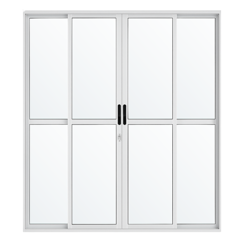 Porta Sacada de Aluminio Branco 4 Folhas Linha 25 com Fechadura 2,10x2,00