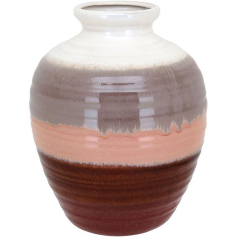 Vaso Decorativo Enfeite Casa Cerâmica 26x20x20cm Marrom