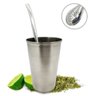 Kit Tereré Chimarrão Cuia Copo Inox 200ml 1 Bomba Lisa - 1