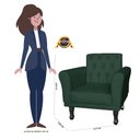 Ver imagem 5 de Poltrona Decorativa Classic Capitonê Suede Diversas Cores - DS Estofados - Verde