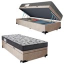 Ver imagem 1 de Cama Box Baú Solteiro Suede + Colchão de Espuma D33 - Sereneprime - 88cm Bege