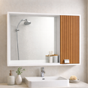 Ver imagem 1 de Espelheira para Banheiro Suspensa Cannes Armário e Prateleiras - Jm3 Móveis:branco/ripado