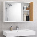 Ver imagem 2 de Espelheira para Banheiro Suspensa Cannes Armário e Prateleiras - Jm3 Móveis:branco/ripado