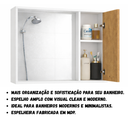 Ver imagem 3 de Espelheira para Banheiro Suspensa Cannes Armário e Prateleiras - Jm3 Móveis:branco/ripado