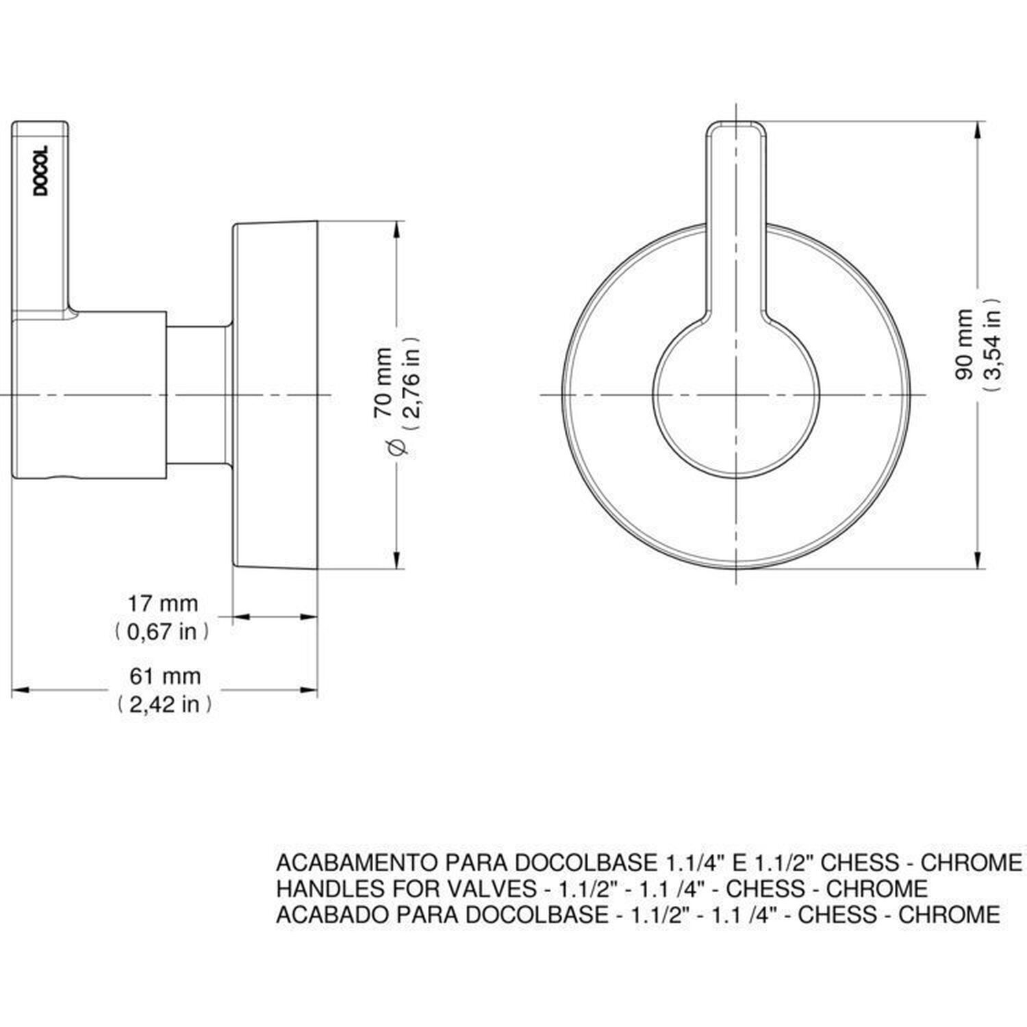 Kit 3 Acabamentos para Registro Base 1,1/4 e 1,1/2" Chess Docol - 2